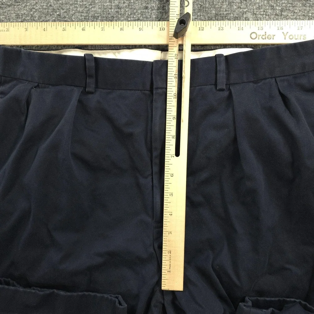 Vintage Polo Ralph Lauren Pants Mens 35x32 Blue Pleated Chino Cotton Dress